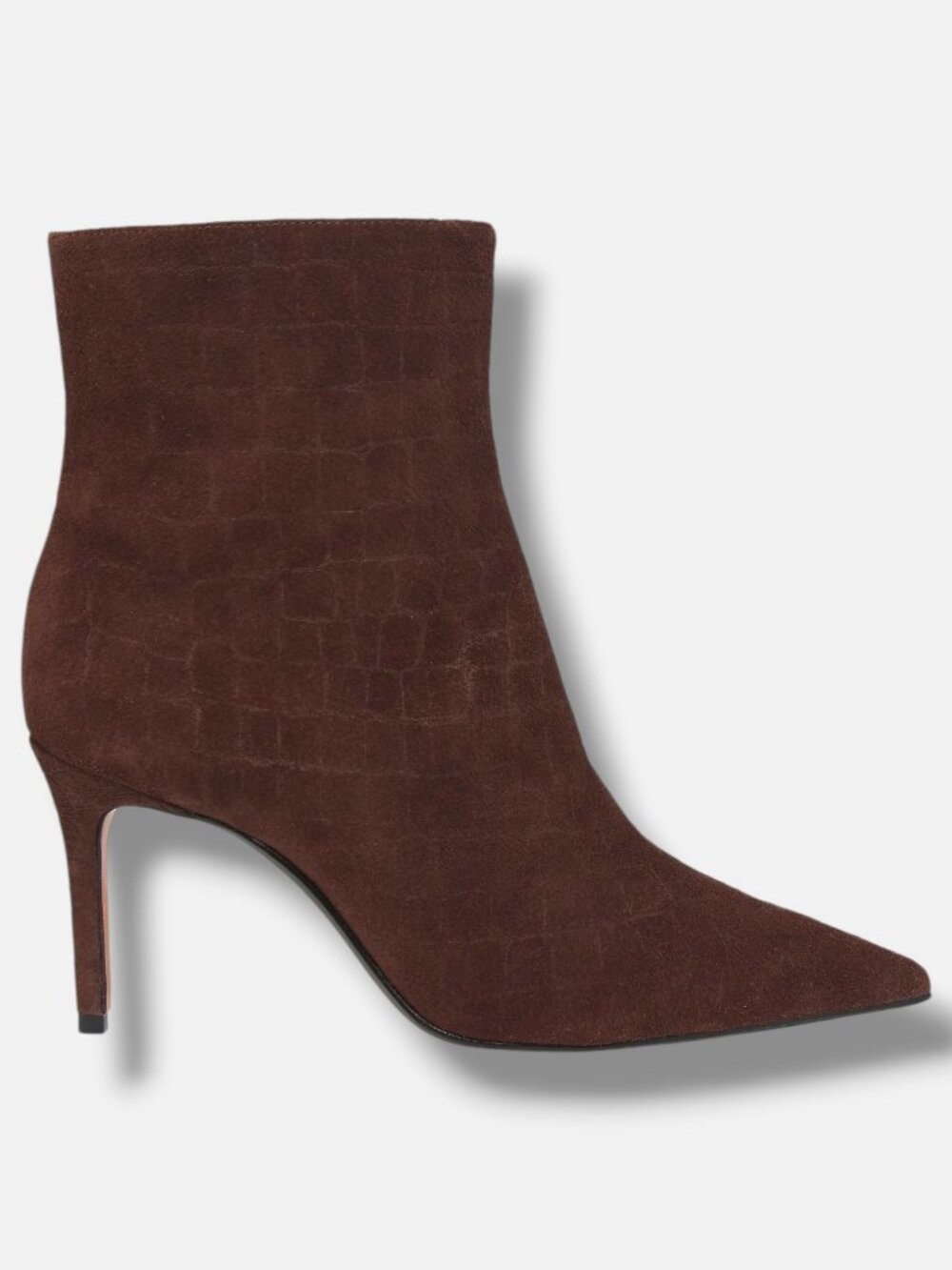 Schutz Women's Brown Mary 85MM Croc-Embossed Suede Ankle Boots Size 9B